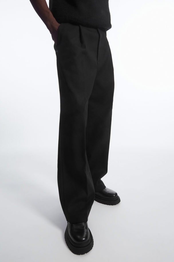 COS Wide-leg Pleated Utility Trousers Black