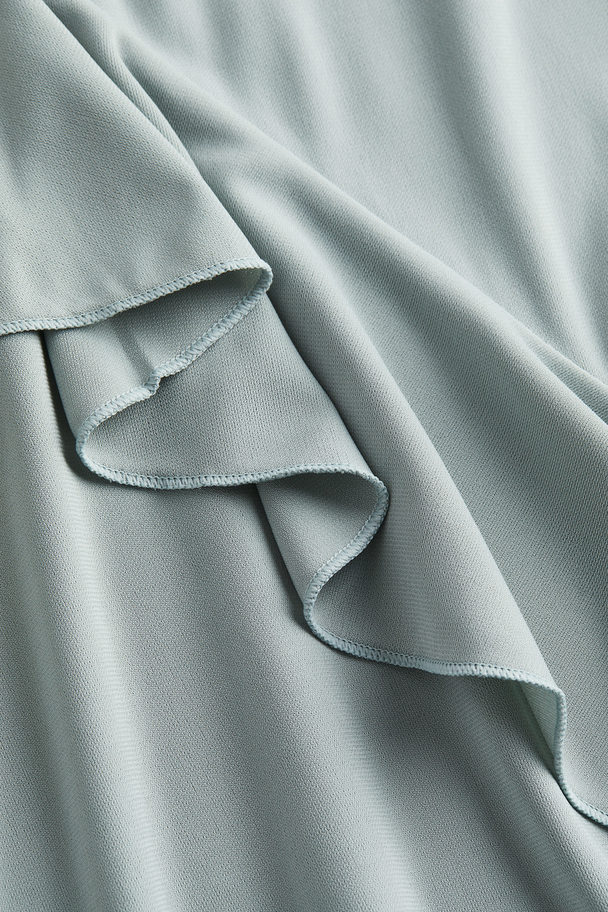 H&M Flounce-detail Slip Dress Blue-grey