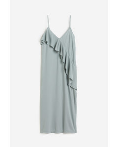 Flounce-detail Slip Dress Blue-grey