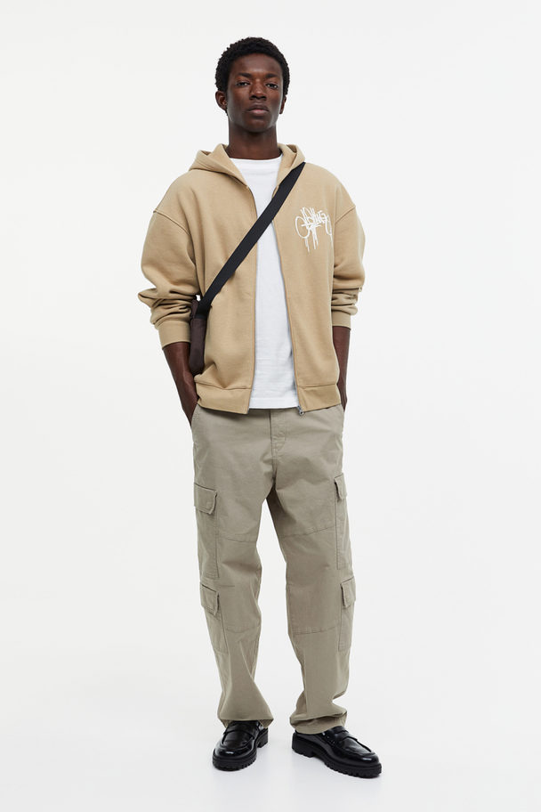H&M Capuchonvest - Relaxed Fit Beige/brooklyn