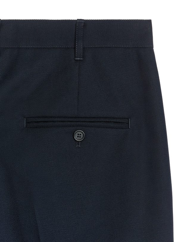 ARKET Wijde Wollen Broek Donkerblauw