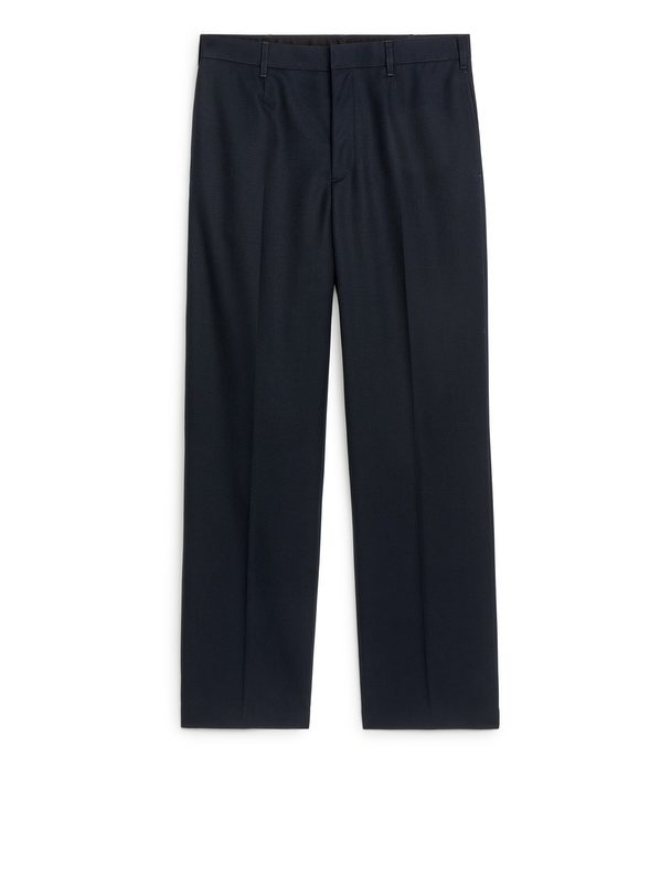 ARKET Wide Wool Trousers Dark Blue