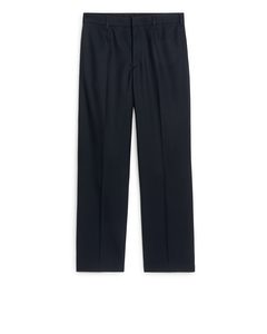 Wide Wool Trousers Dark Blue