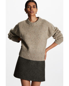 Relaxed-fit Cropped Wool-blend Jumper Beige