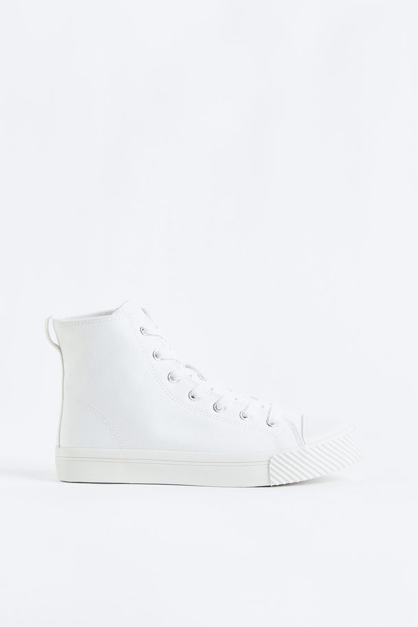 H&M High Top Sneaker aus Baumwollcanvas Weiß