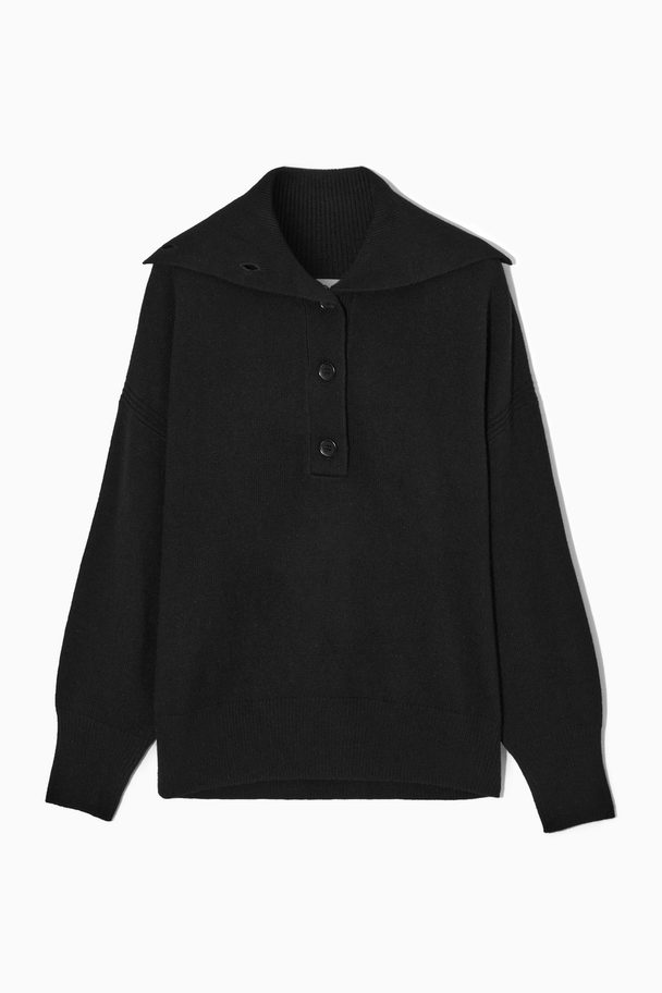 COS Spread-collar Pure Cashmere Jumper Black