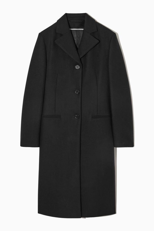 COS Wool-blend Waisted Coat Black