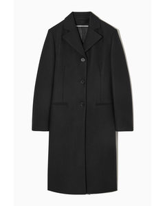 Wool-blend Waisted Coat Black
