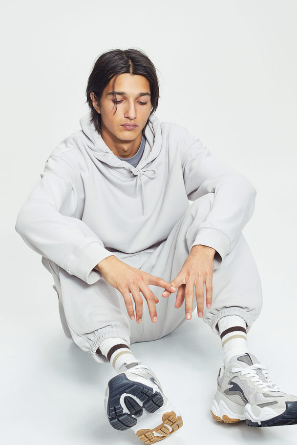 H&M 2-piece Loose Fit Hoodie And Joggers Set Light Grey