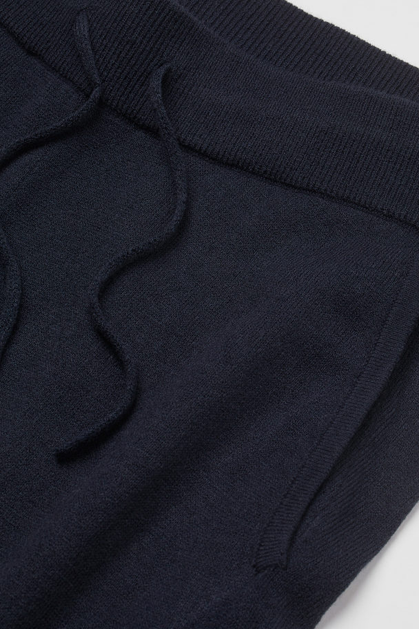 H&M Regular Fit Fine-knit Joggers Navy Blue