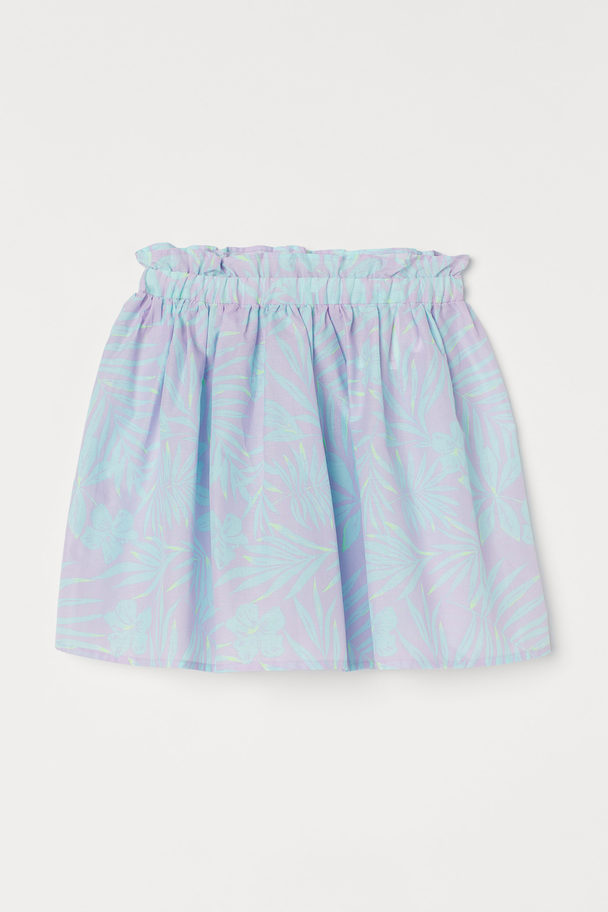 H&M Patterned Cotton Skirt Purple/tropical Leaves