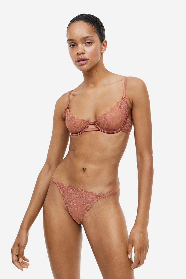 H&M Non-padded Underwired Lace Bra Old Rose