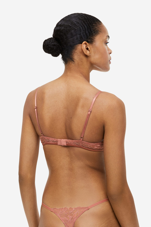 H&M Non-padded Underwired Lace Bra Old Rose