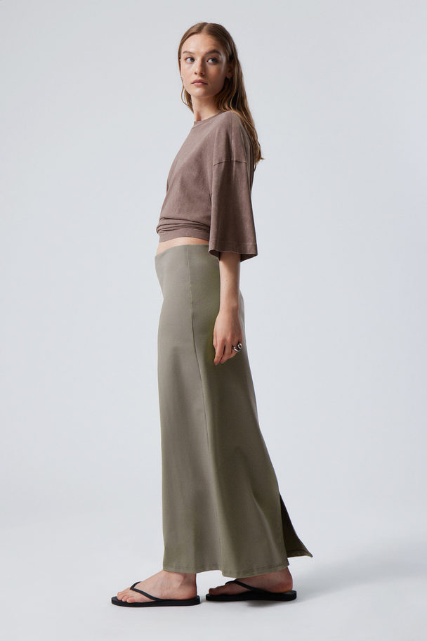 Weekday Johanna Long Pencil Skirt Taupe