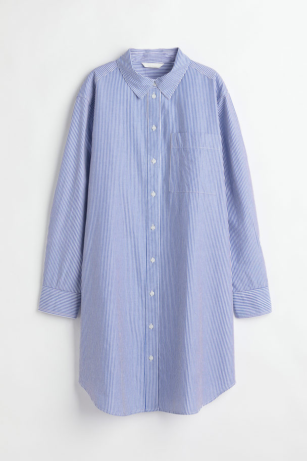 H&M MAMA Blusenkleid aus Baumwolle Blau/Gestreift