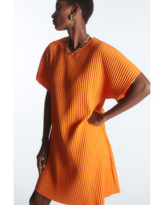 Pleated Mini Dress Bright Orange