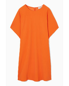 Pleated Mini Dress Bright Orange