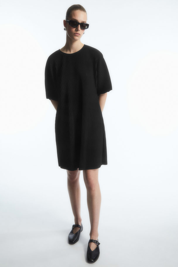 COS Pleated Mini Dress Black