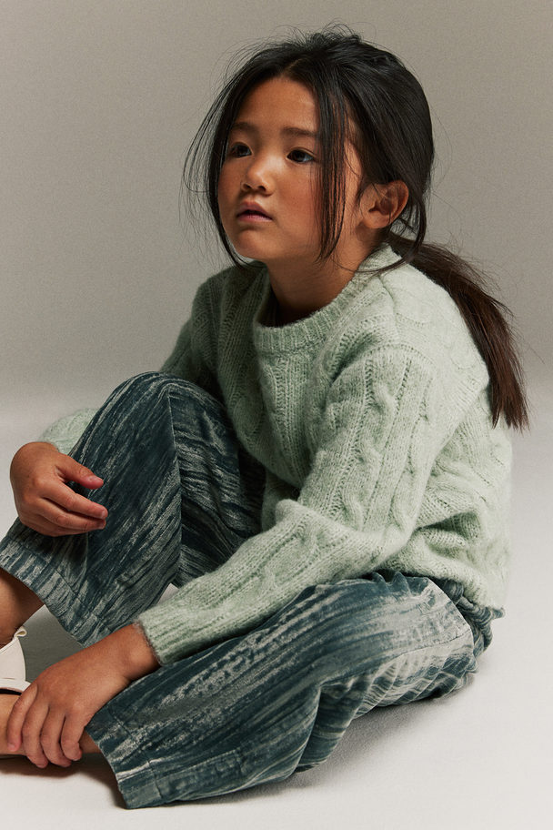 H&M Cable-knit Jumper Light Green