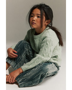 Cable-knit Jumper Light Green