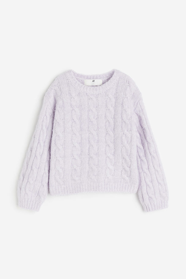 H&M Cable-knit Jumper Light Purple