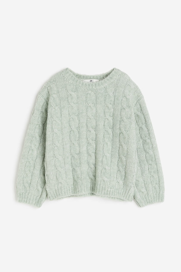 H&M Cable-knit Jumper Light Green