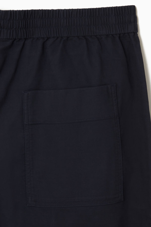 COS Elasticated Twill Trousers Navy