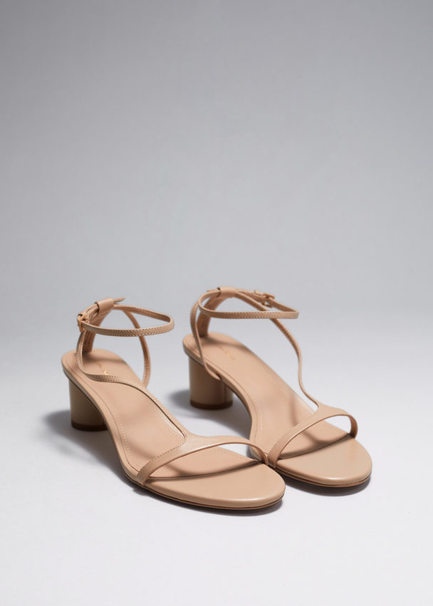 & Other Stories Heeled Leather Sandals Ecru