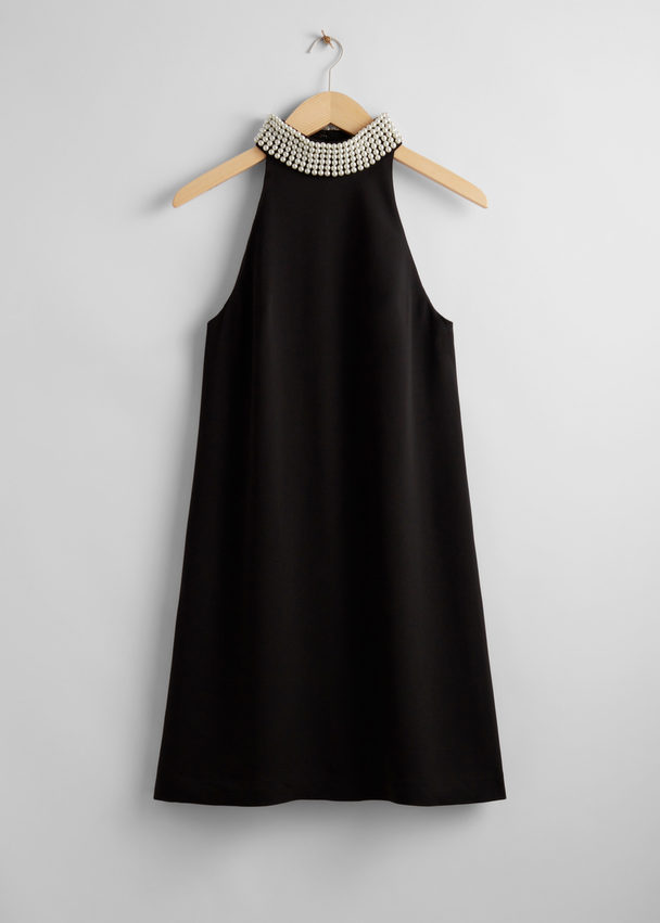 & Other Stories Pearl-collar Mini Dress Black