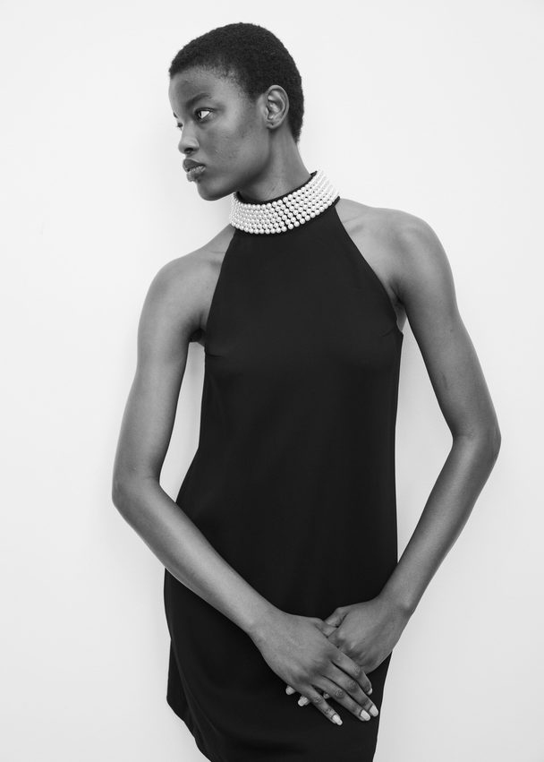 & Other Stories Pearl-collar Mini Dress Black