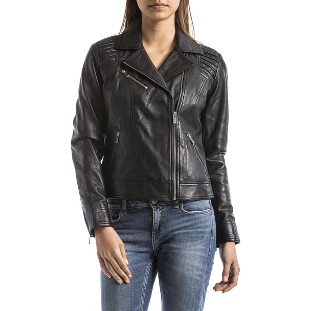 Blue Wellford Leather Jacket Andelle