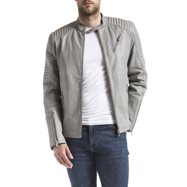 Blue Wellford Leather Jacket Atur