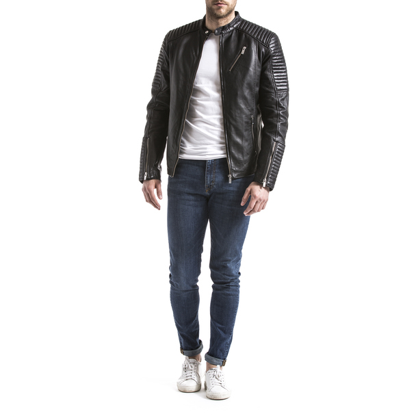Blue Wellford Leather Jacket Atur