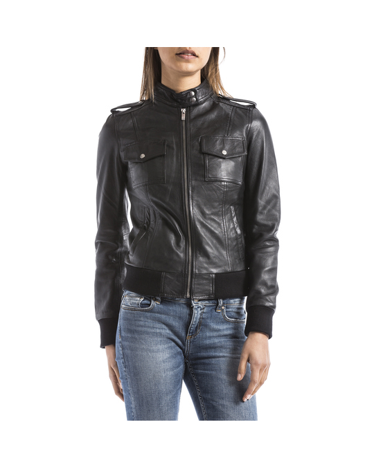 Blue Wellford Leather Jacket Belaya