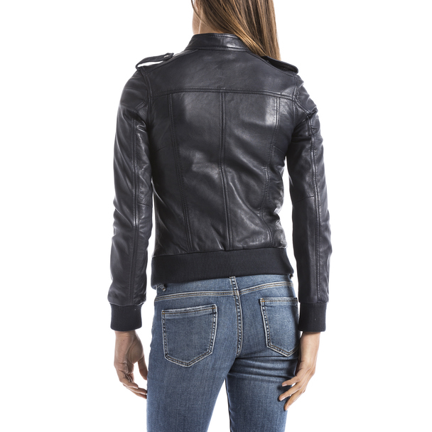 Blue Wellford Leather Jacket Belaya
