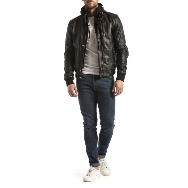 Blue Wellford Leather Jacket Brezon