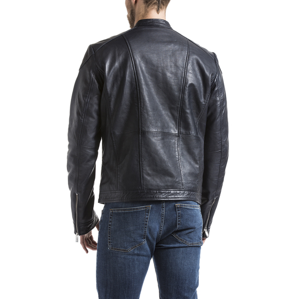 Blue Wellford Leather Jacket Tchar