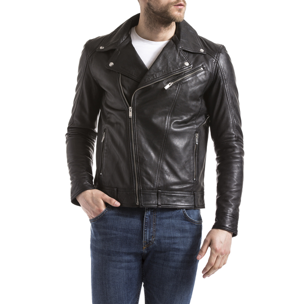 Blue Wellford Leather Jacket Thames