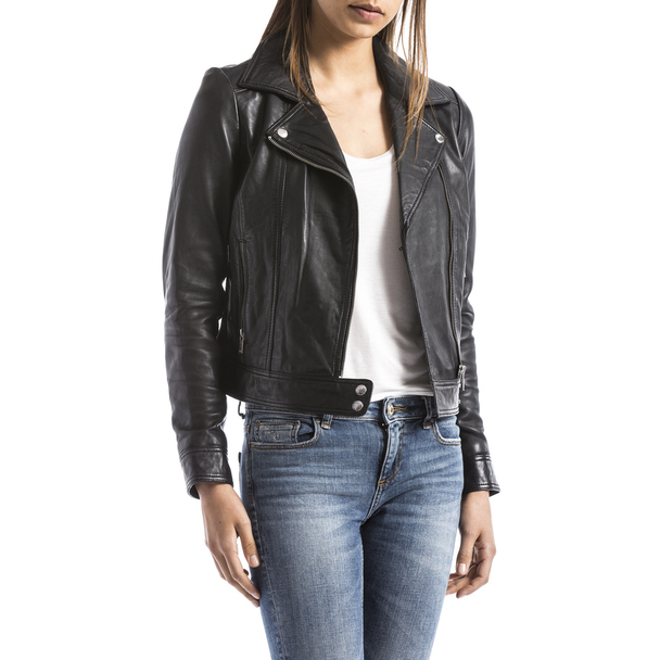 Blue Wellford Leather Jacket Leonie