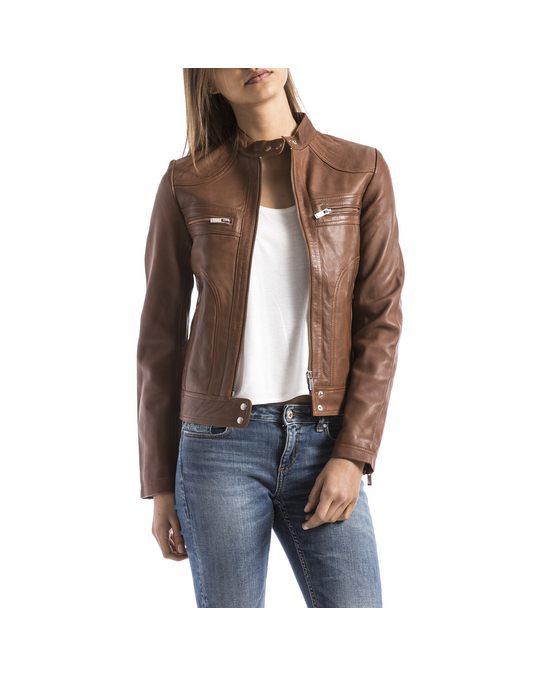 Blue Wellford Leather Jacket Madeira