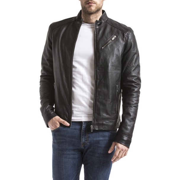 Blue Wellford Leather Jacket Mino