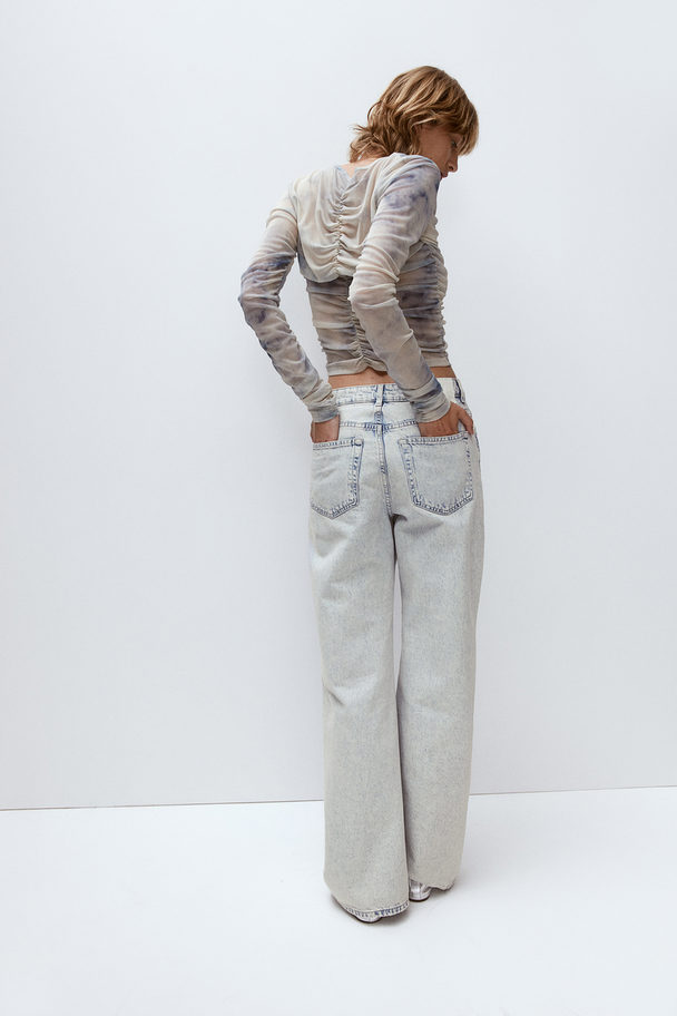 H&M Wide High Jeans Blasses Denimblau