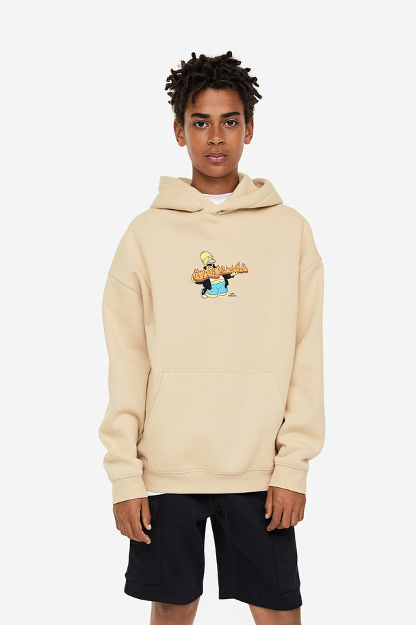 H&M Capuchonsweater Met Motief Beige/the Simpsons