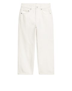 Straight Cropped Jeans Off White