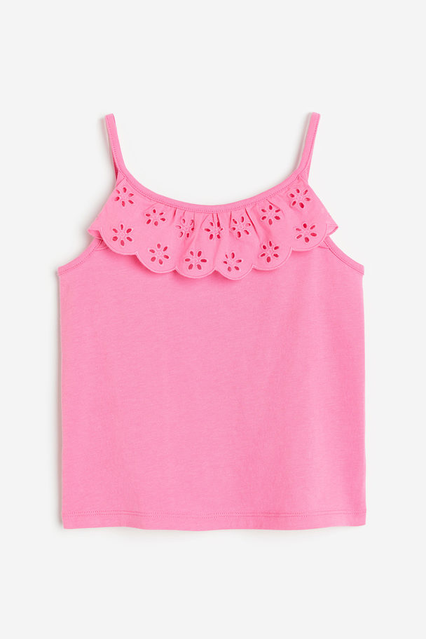 H&M Flounce-trimmed Strappy Top Pink