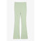 Flare Leg Ribbed Trousers Green