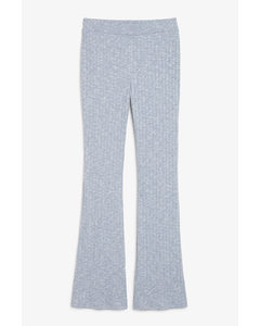 Flare Leg Ribbed Trousers Lilac