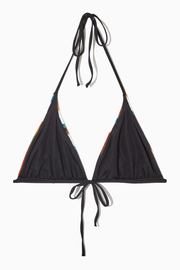 COS Printed Triangle Bikini Top Black