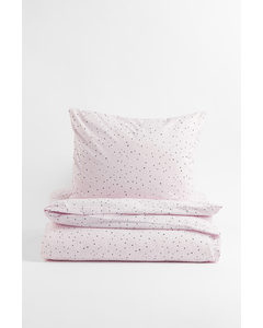 Patterned Single Duvet Cover Set Light Pink/spotted