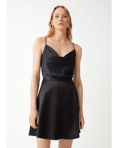 Buttoned A-line Mini Skirt Black